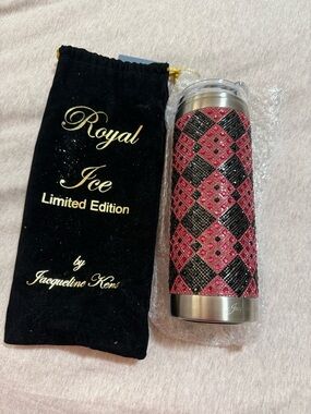 Royal Ice by Jacqueline Kent Pink & Black Crystal Travel Tumbler